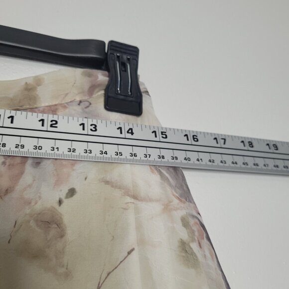 Vintage 90 cream grunge crinkle floral a line maxi mid romantic skirt size large - Picture 6 of 7